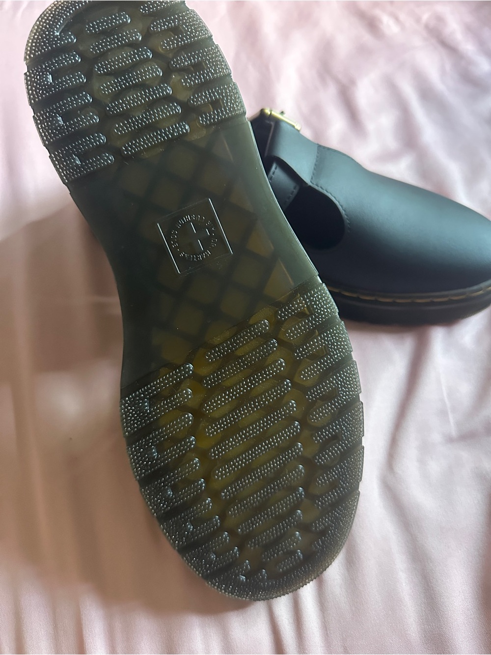 Dr. Martens Black Mary Jane with Gold Buckle and Yellow Stitching - Picture 4 of 4